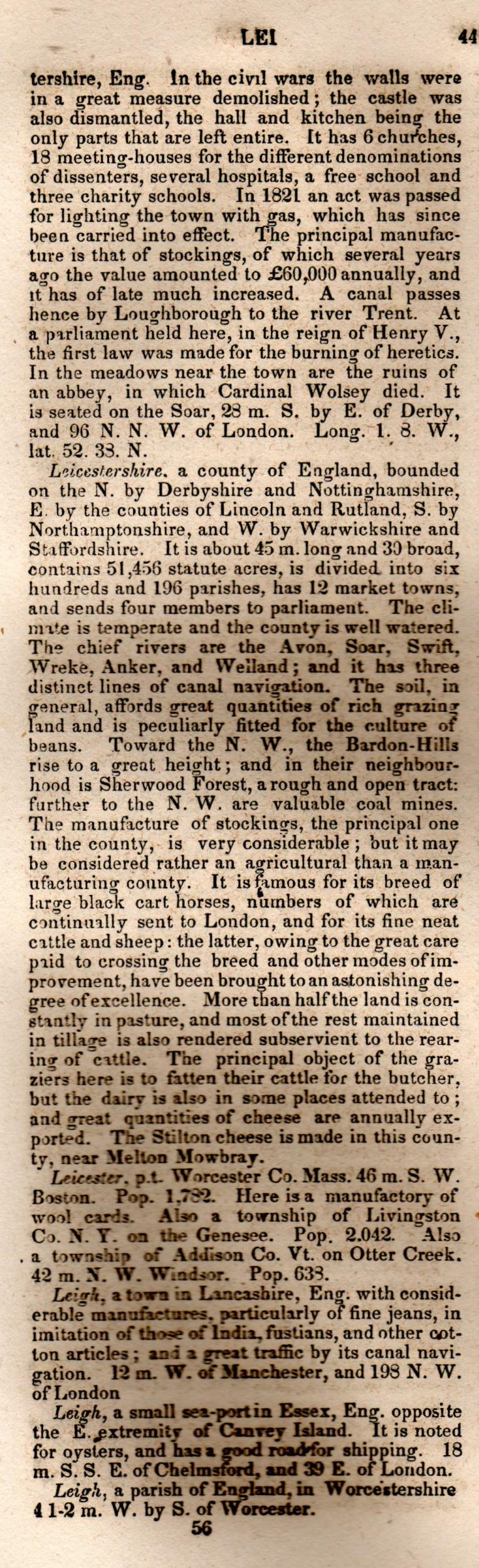 Brookes’ Universal Gazetteer (1850), Page 441 Left Column