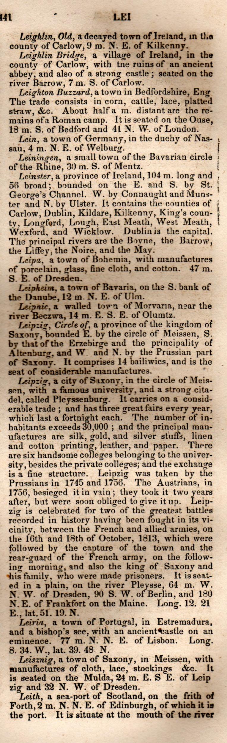 Brookes’ Universal Gazetteer (1850), Page 441 Right Column