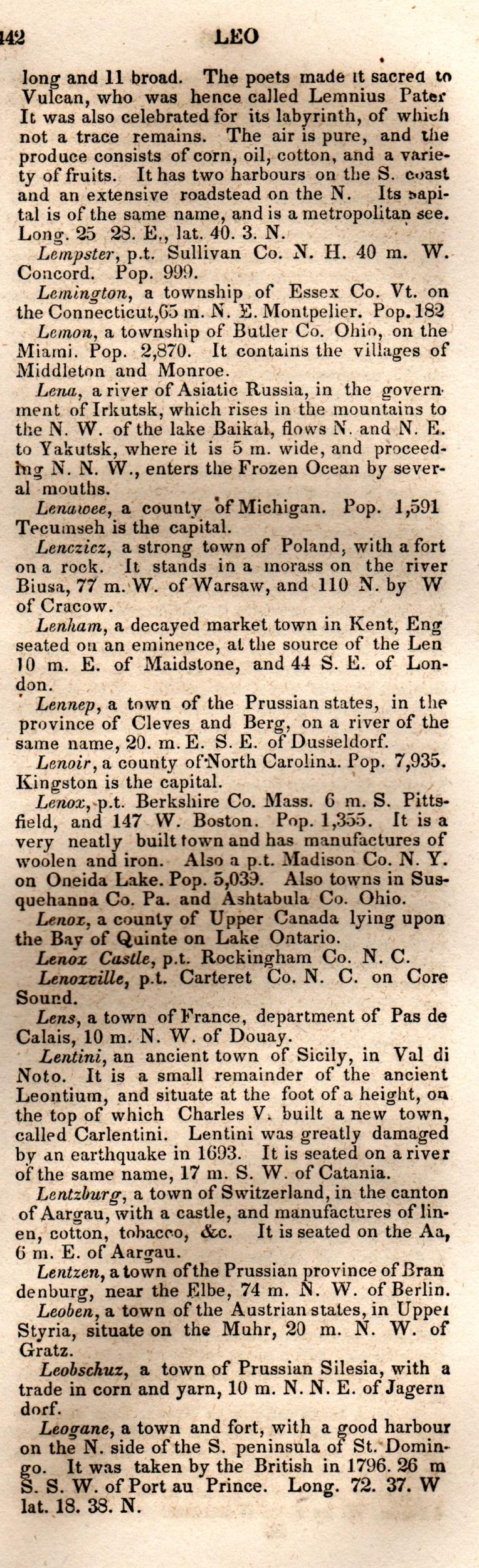 Brookes’ Universal Gazetteer (1850), Page 442 Right Column