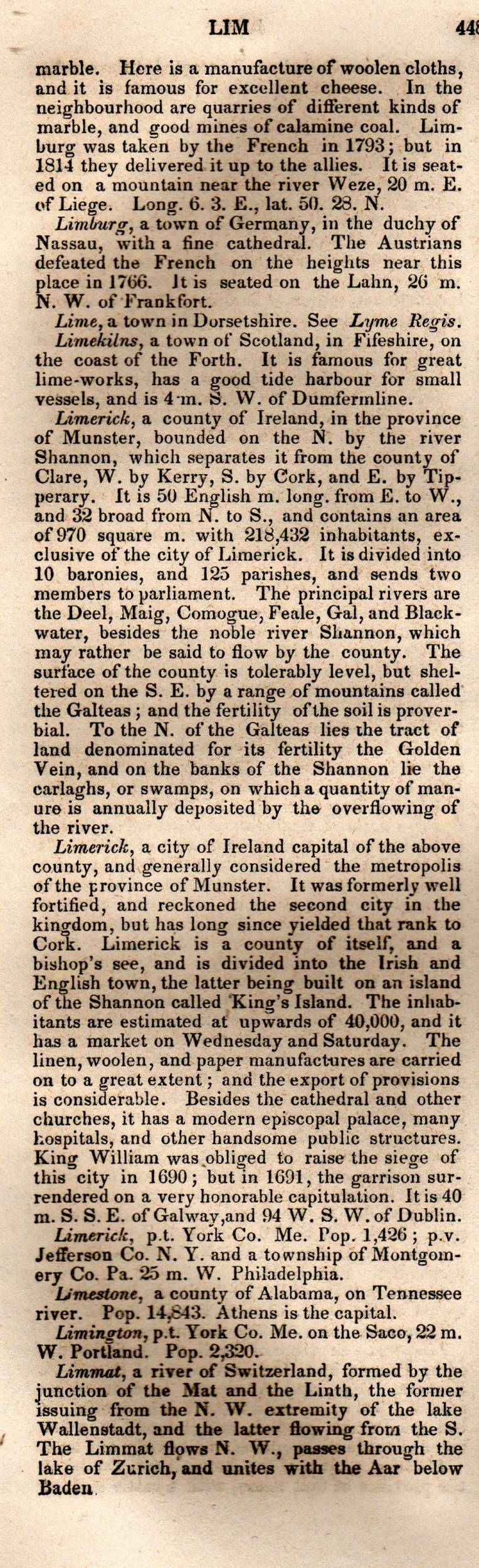 Brookes’ Universal Gazetteer (1850), Page 448 Left Column