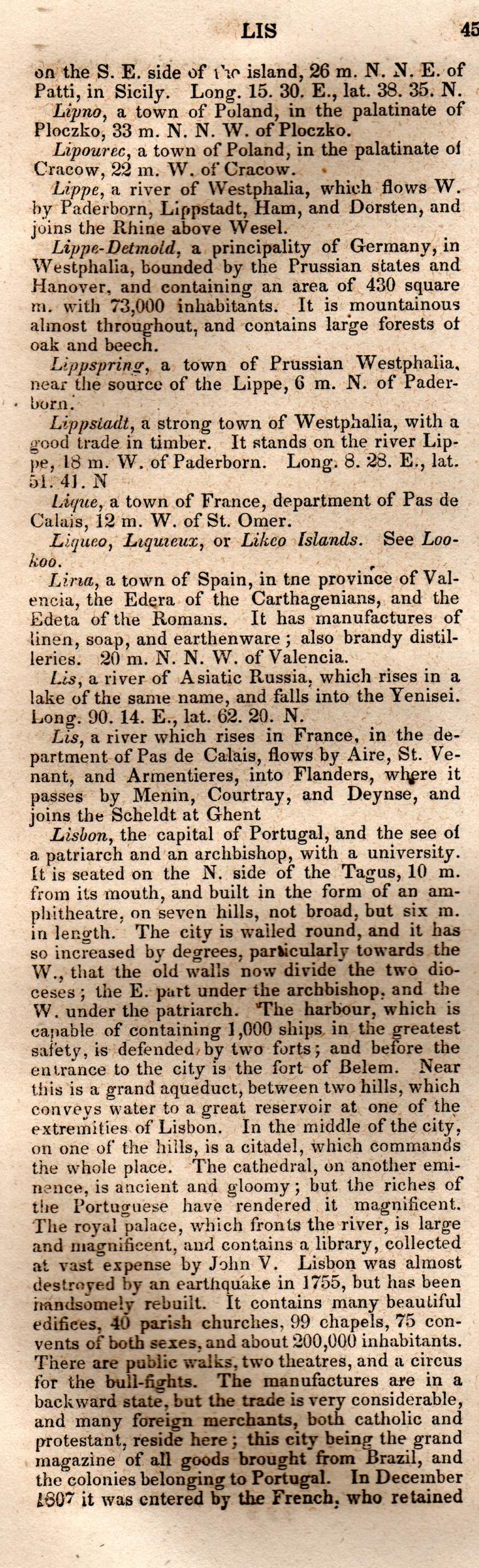 Brookes’ Universal Gazetteer (1850), Page 450 Left Column