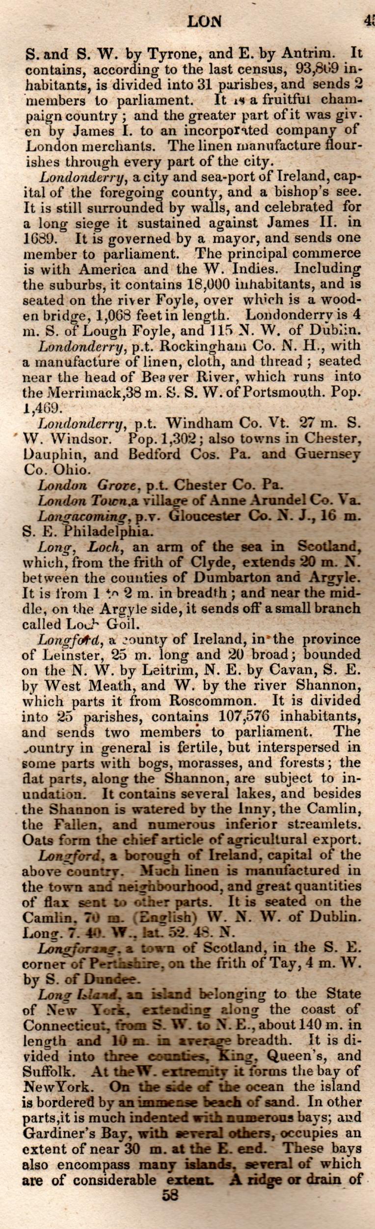 Brookes’ Universal Gazetteer (1850), Page 457 Left Column