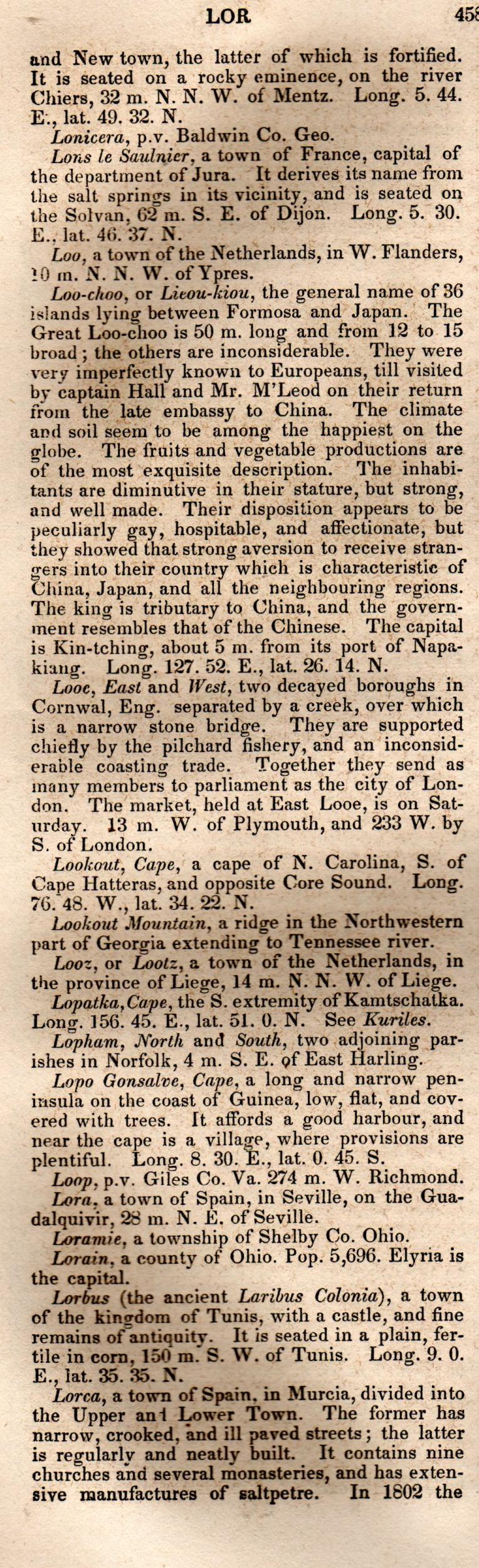 Brookes’ Universal Gazetteer (1850), Page 458 Left Column