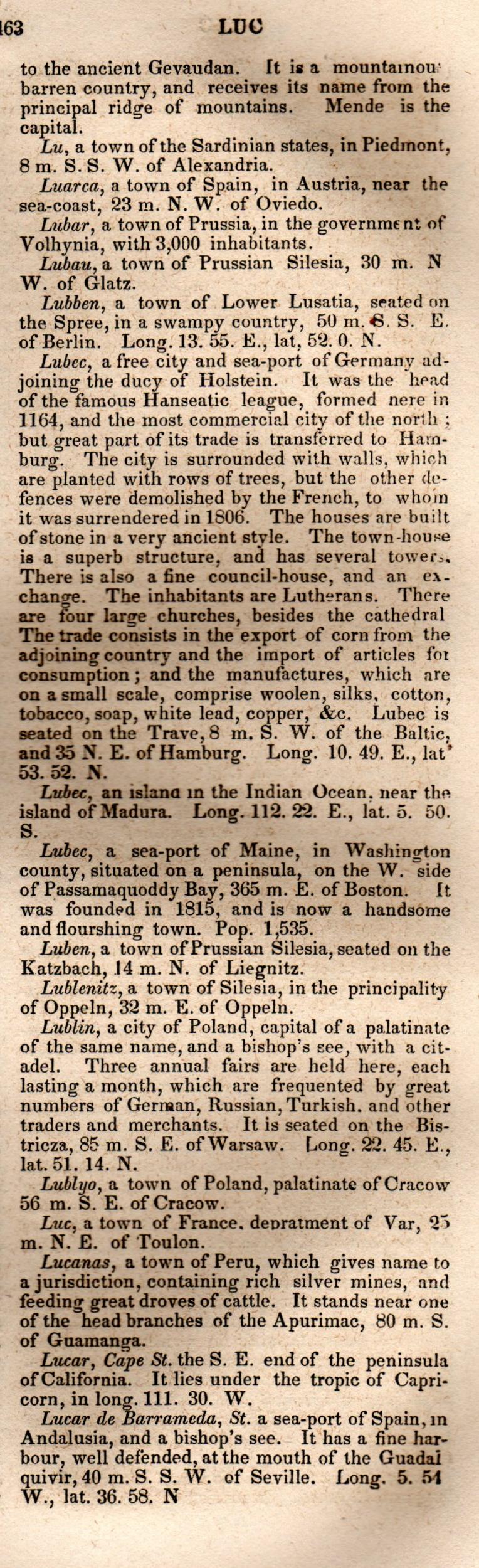 Brookes’ Universal Gazetteer (1850), Page 463 Right Column