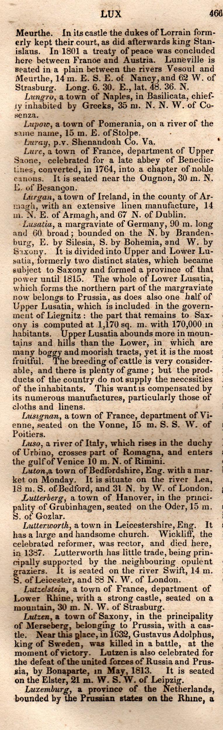 Brookes’ Universal Gazetteer (1850), Page 466 Left Column