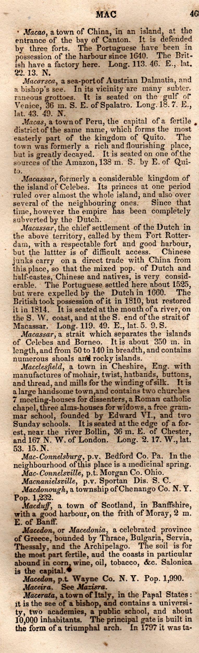 Brookes’ Universal Gazetteer (1850), Page 468 Left Column