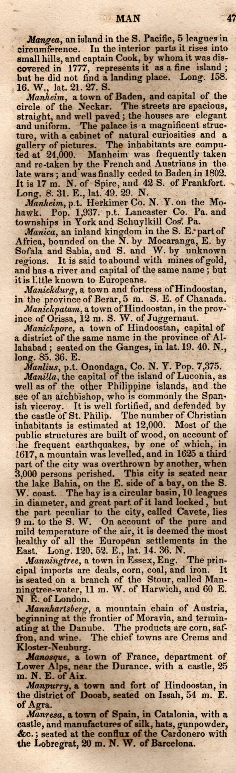 Brookes’ Universal Gazetteer (1850), Page 478 Left Column