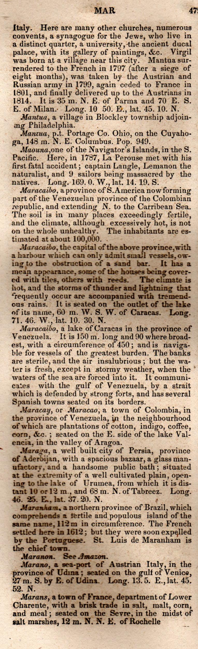 Brookes’ Universal Gazetteer (1850), Page 479 Left Column