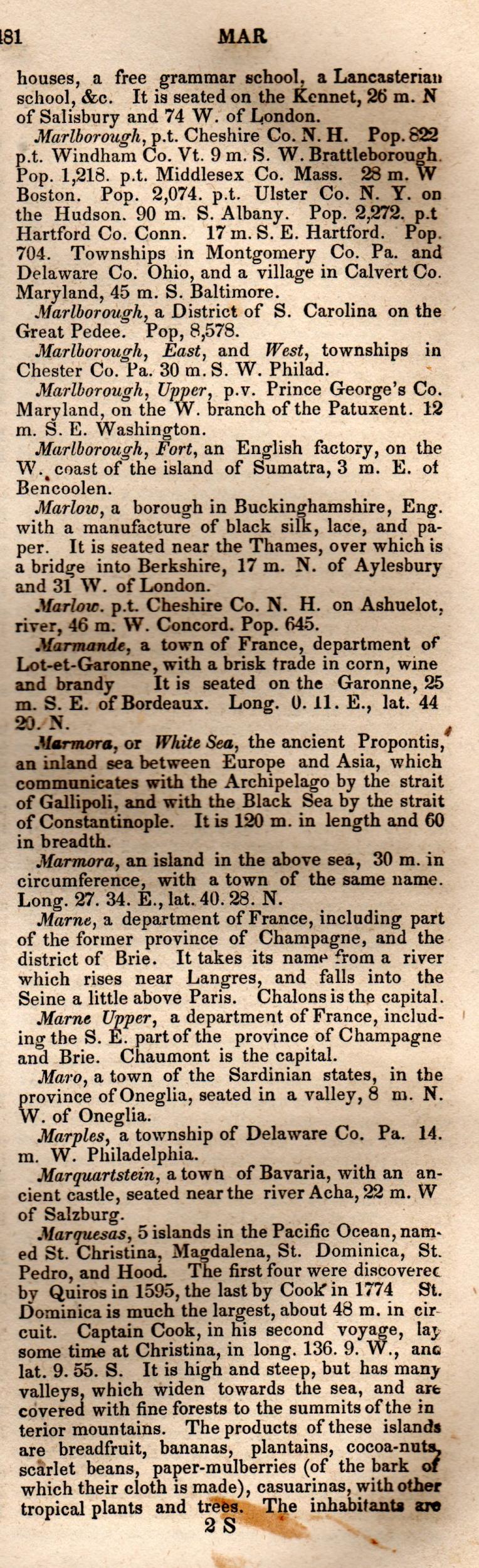 Brookes’ Universal Gazetteer (1850), Page 481 Right Column