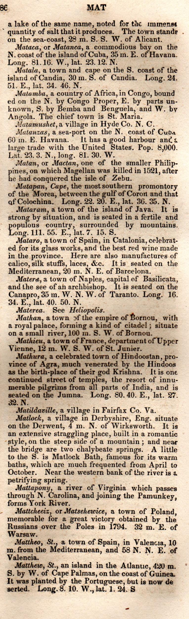 Brookes’ Universal Gazetteer (1850), Page 486 Right Column