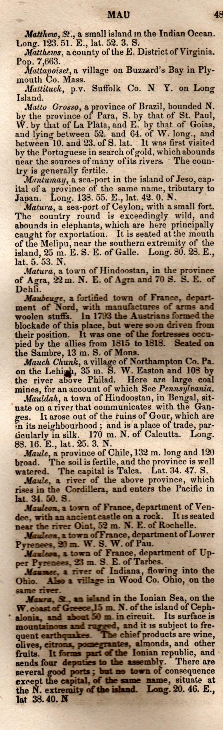 Brookes’ Universal Gazetteer (1850), Page 487 Left Column