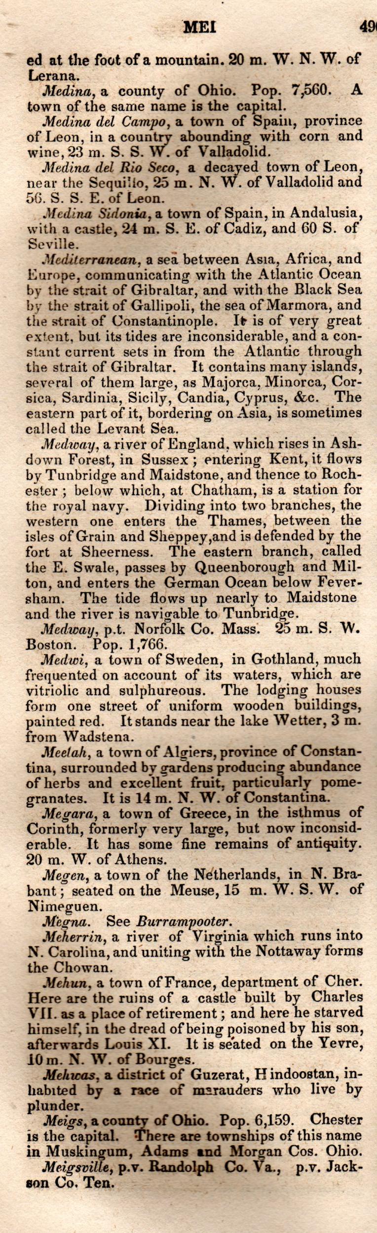 Brookes’ Universal Gazetteer (1850), Page 490 Left Column