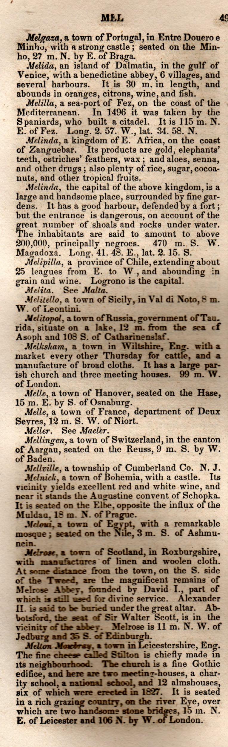 Brookes’ Universal Gazetteer (1850), Page 491 Left Column