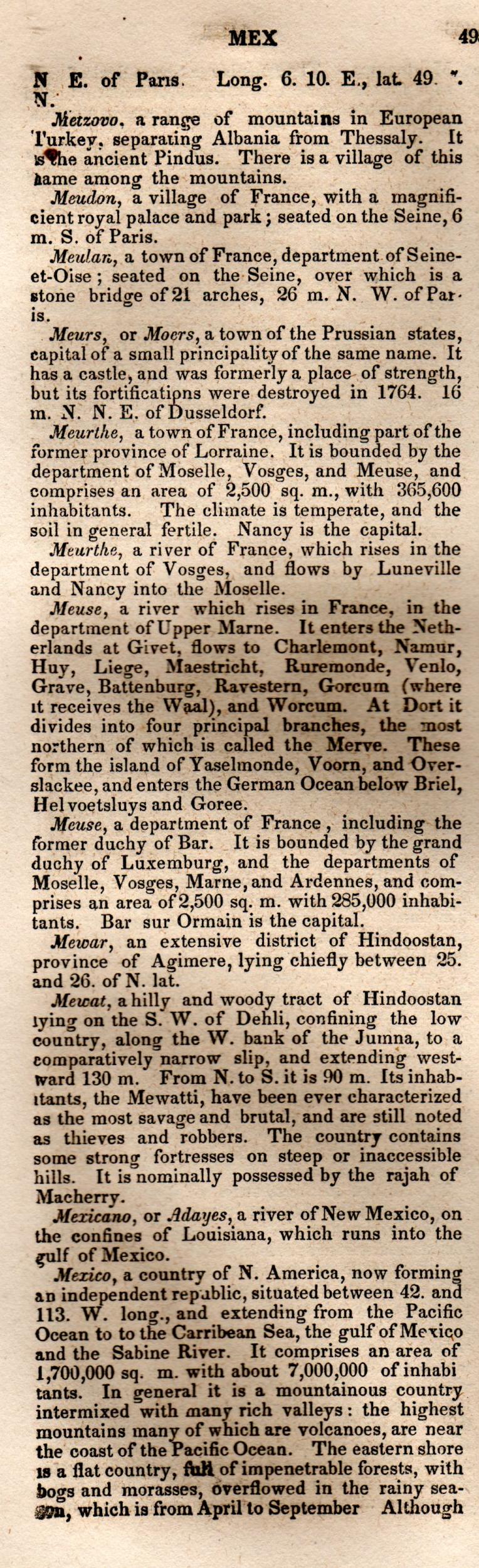 Brookes’ Universal Gazetteer (1850), Page 495 Left Column