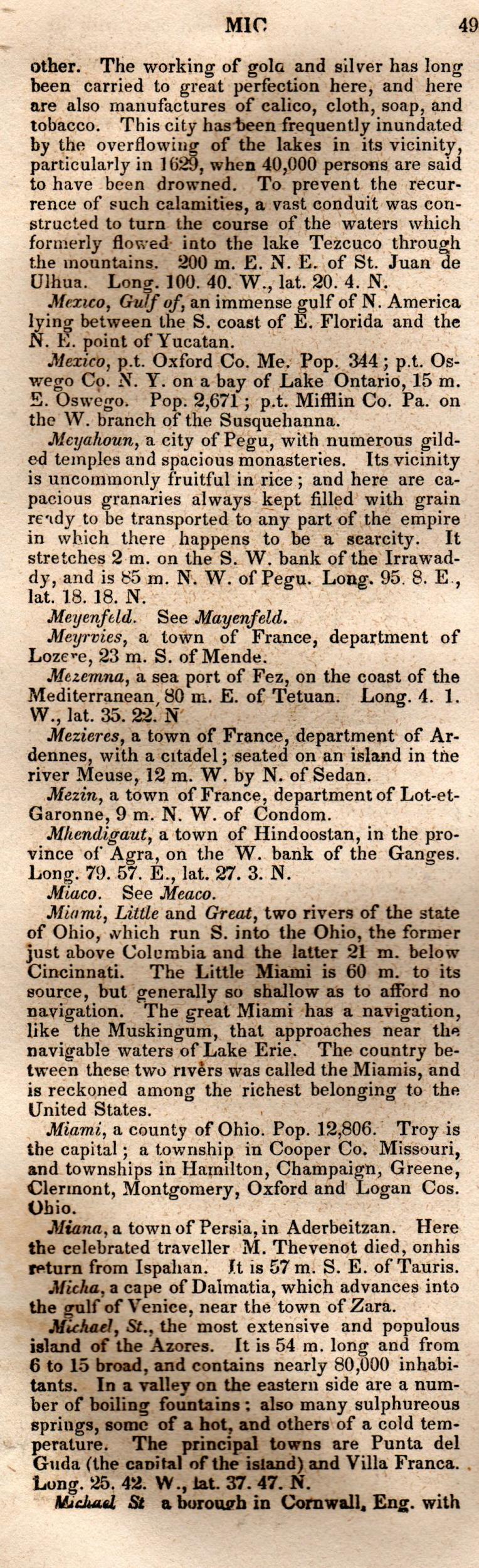 Brookes’ Universal Gazetteer (1850), Page 498 Left Column