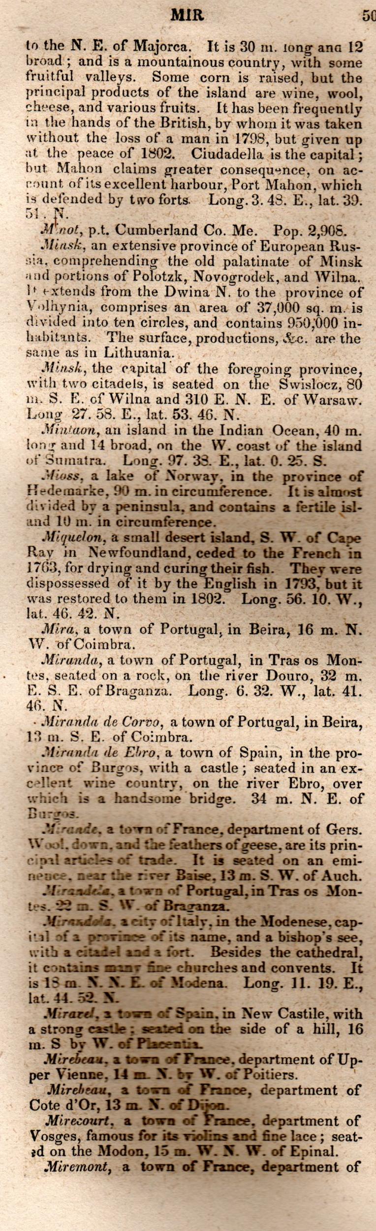 Brookes’ Universal Gazetteer (1850), Page 503 Left Column