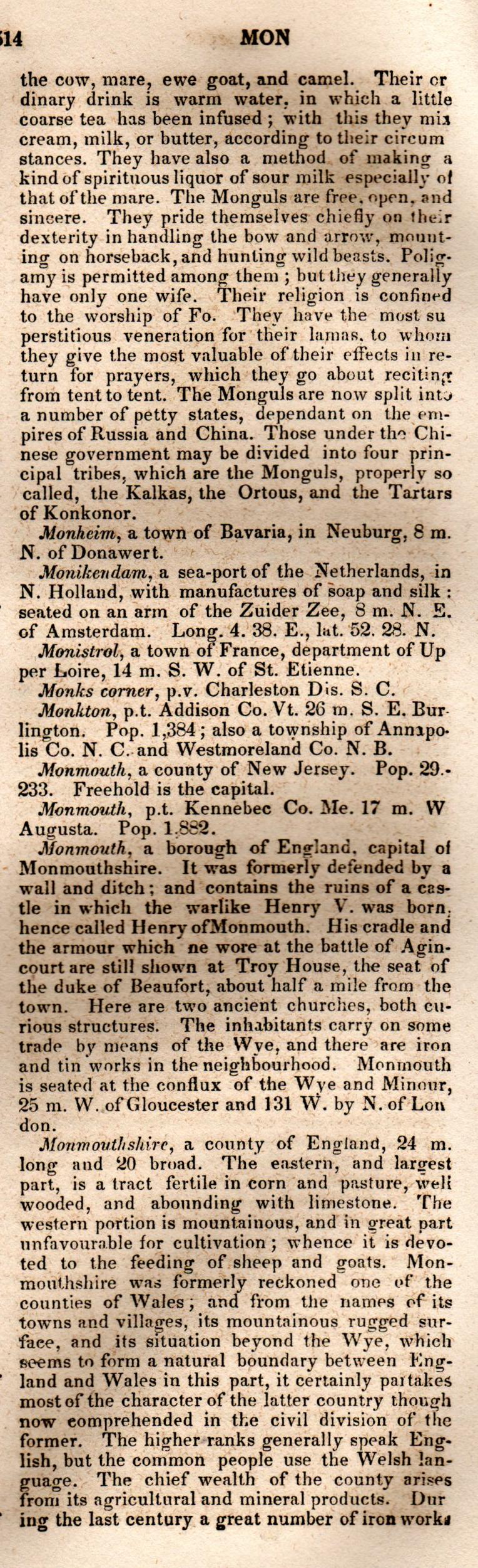 Brookes’ Universal Gazetteer (1850), Page 514 Right Column