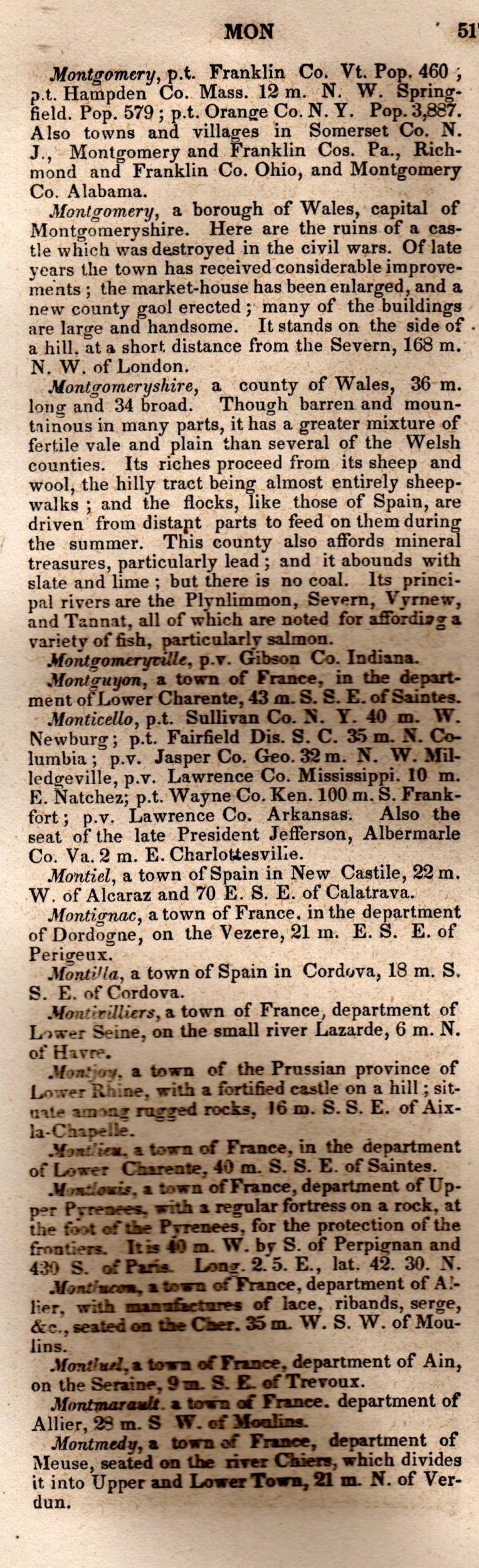 Brookes’ Universal Gazetteer (1850), Page 517 Left Column