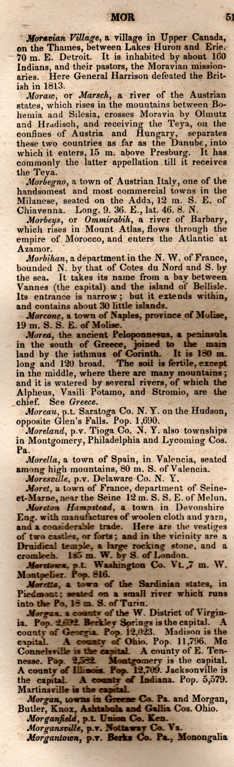 Brookes’ Universal Gazetteer (1850), Page 519 Left Column