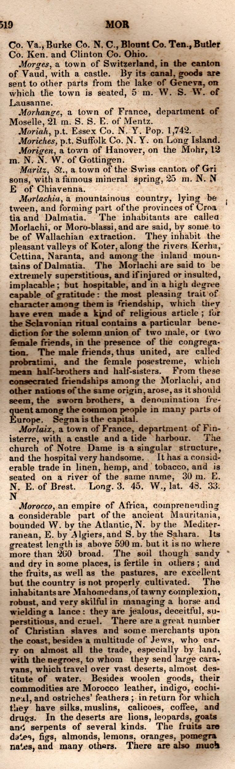 Brookes’ Universal Gazetteer (1850), Page 519 Right Column
