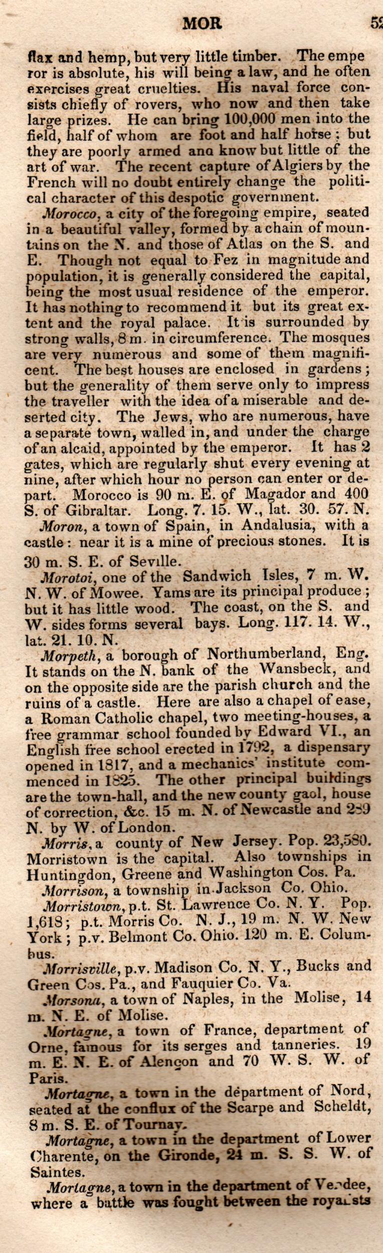 Brookes’ Universal Gazetteer (1850), Page 520 Left Column