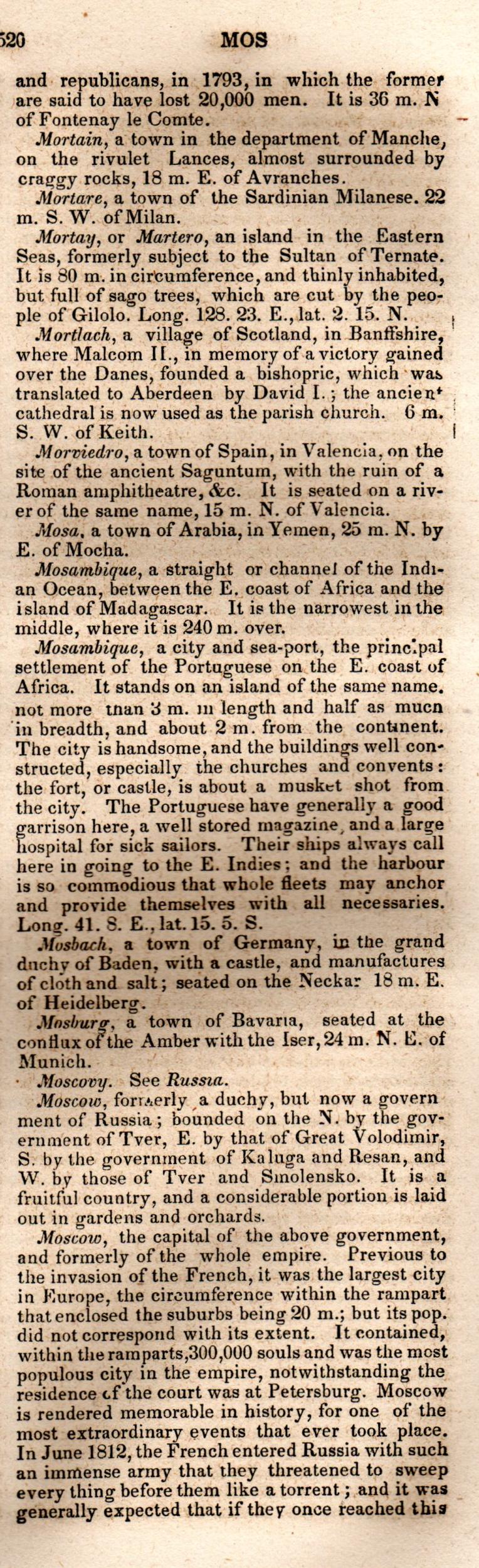 Brookes’ Universal Gazetteer (1850), Page 520 Right Column