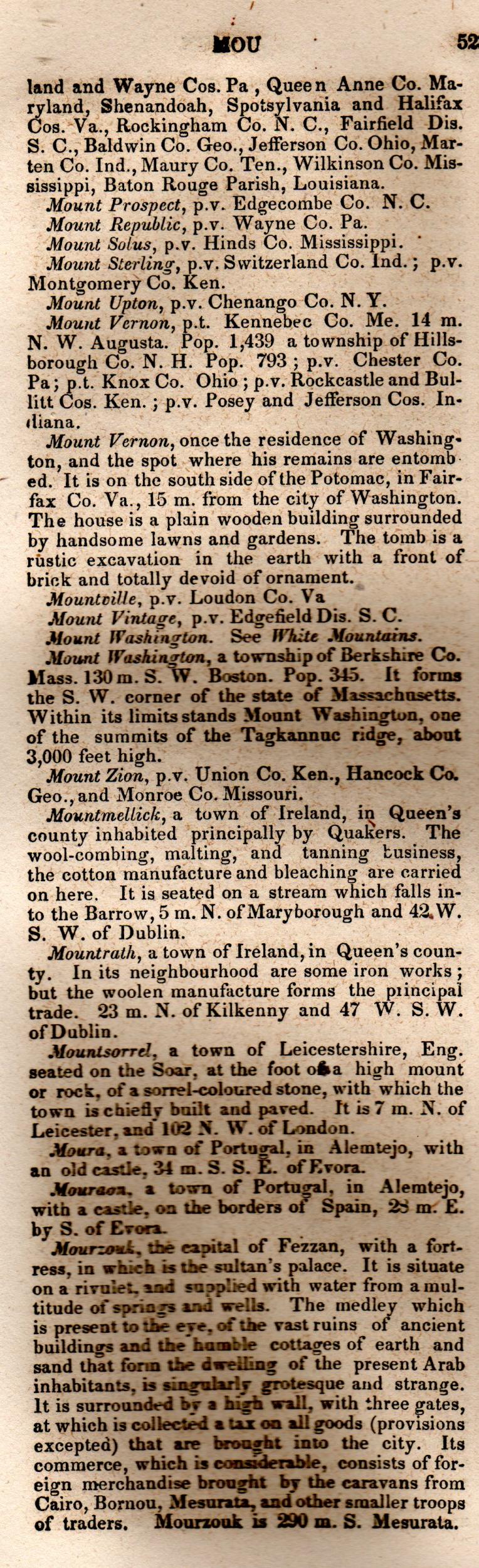 Brookes’ Universal Gazetteer (1850), Page 523 Left Column