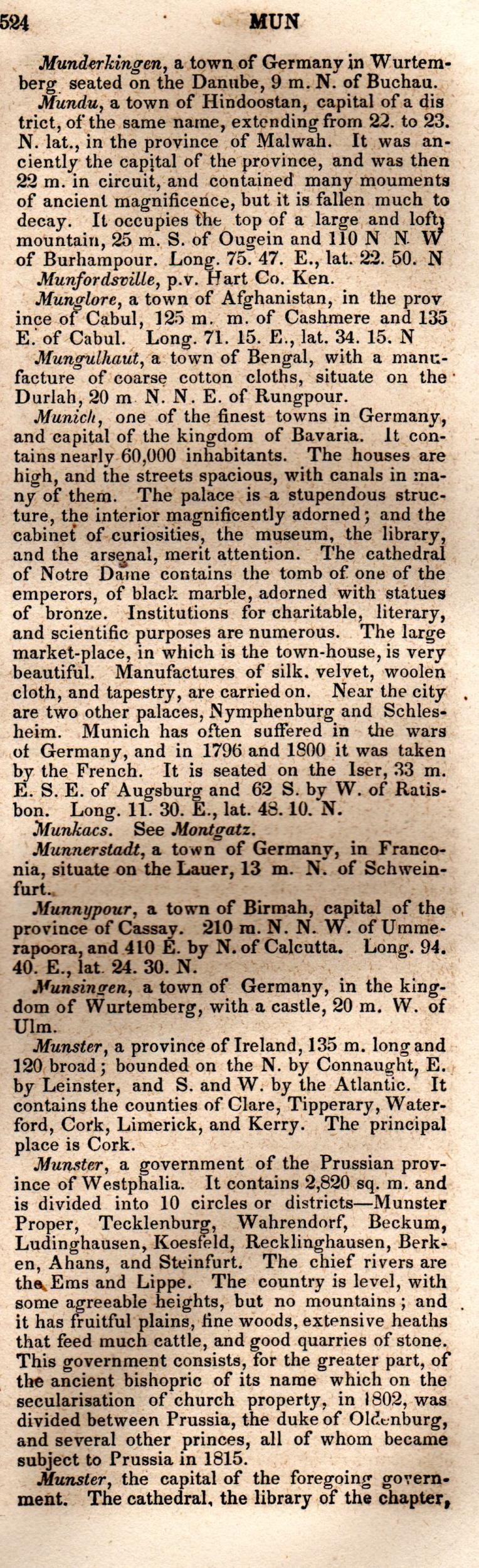 Brookes’ Universal Gazetteer (1850), Page 524 Right Column
