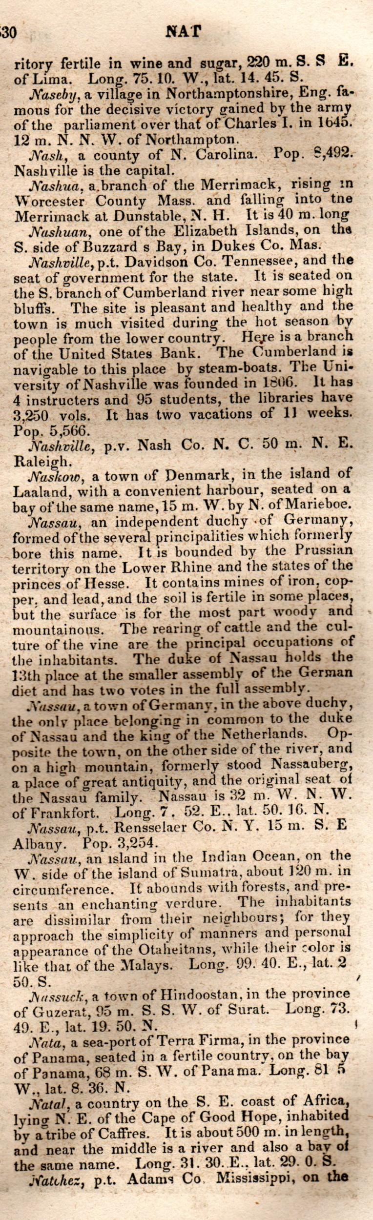 Brookes’ Universal Gazetteer (1850), Page 530 Right Column