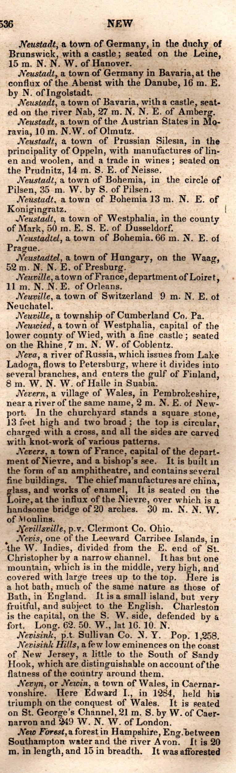 Brookes’ Universal Gazetteer (1850), Page 536 Right Column