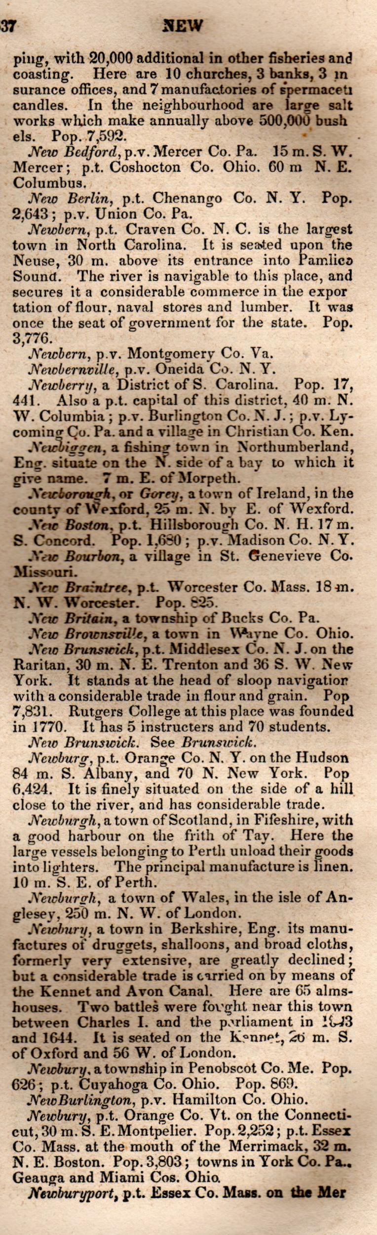 Brookes’ Universal Gazetteer (1850), Page 537 Right Column