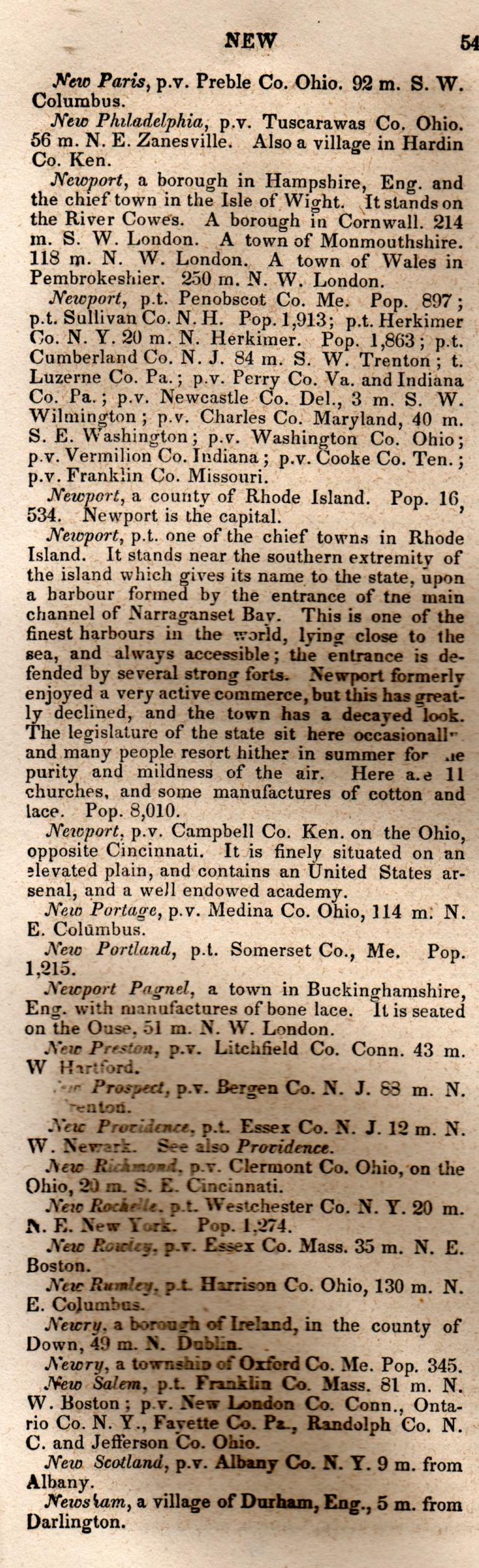 Brookes’ Universal Gazetteer (1850), Page 543 Left Column