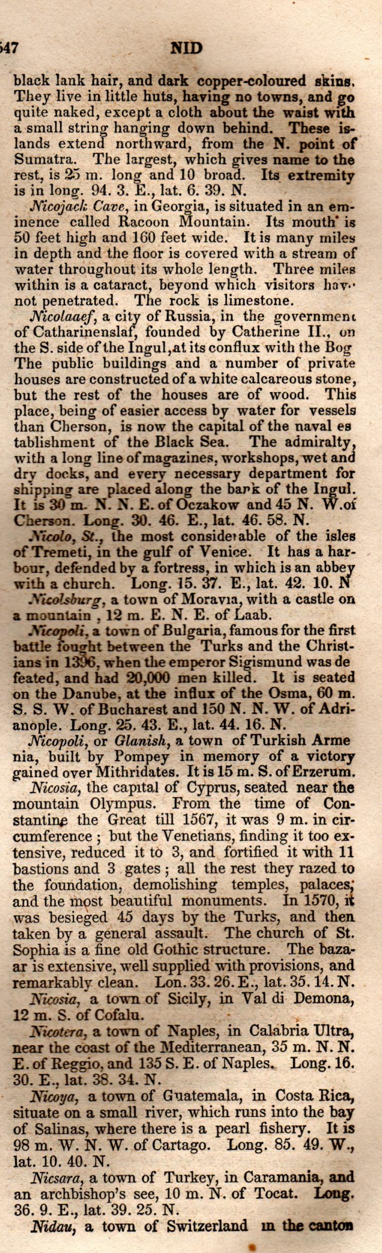 Brookes’ Universal Gazetteer (1850), Page 547 Right Column