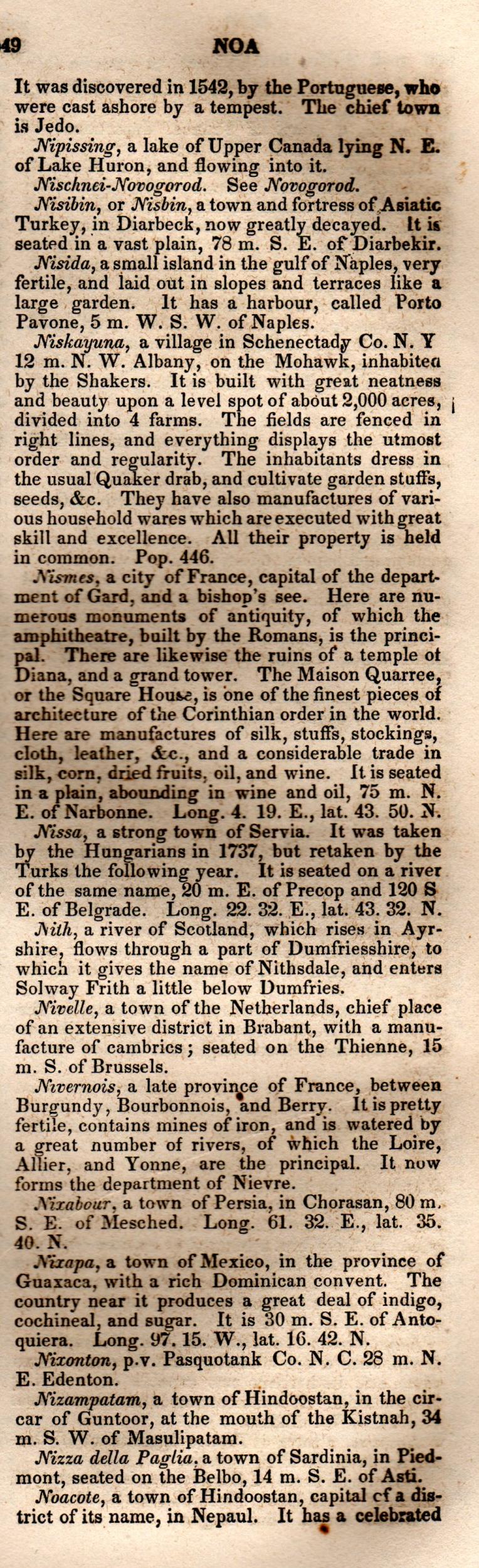 Brookes’ Universal Gazetteer (1850), Page 549 Right Column