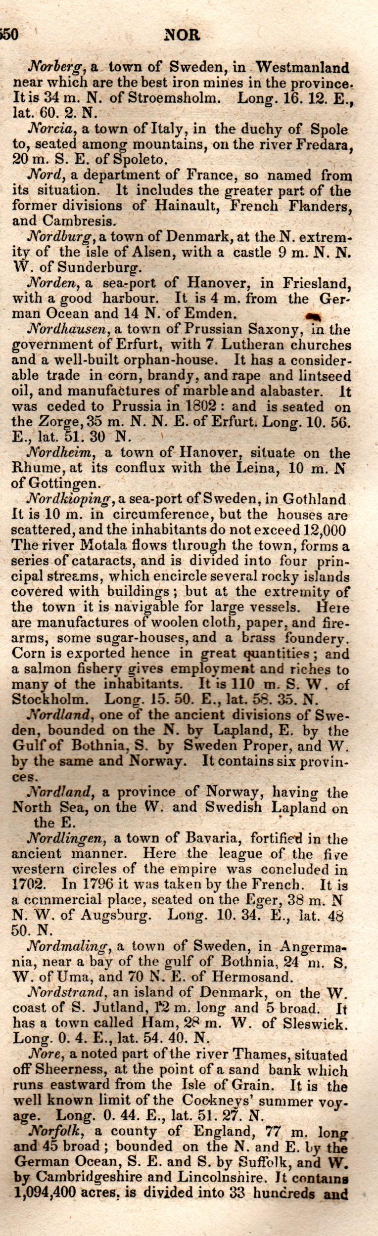 Brookes’ Universal Gazetteer (1850), Page 550 Right Column