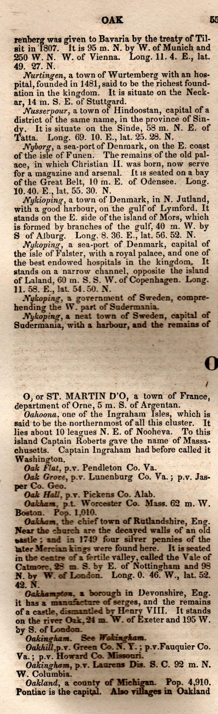 Brookes’ Universal Gazetteer (1850), Page 557 Left Column