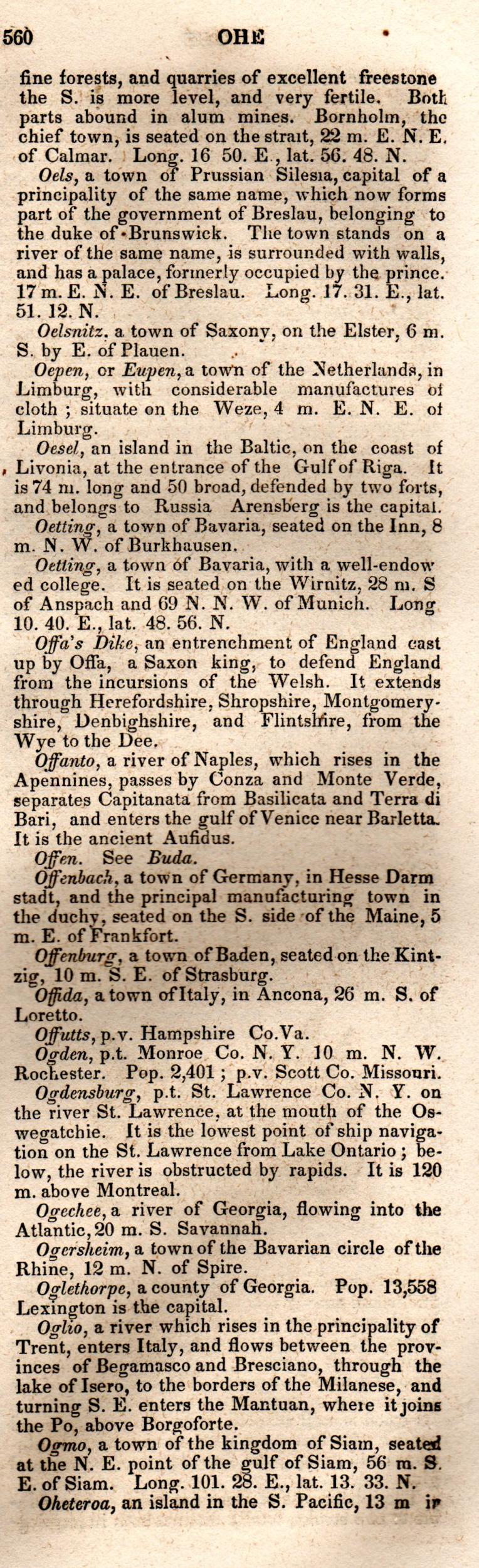 Brookes’ Universal Gazetteer (1850), Page 560 Right Column