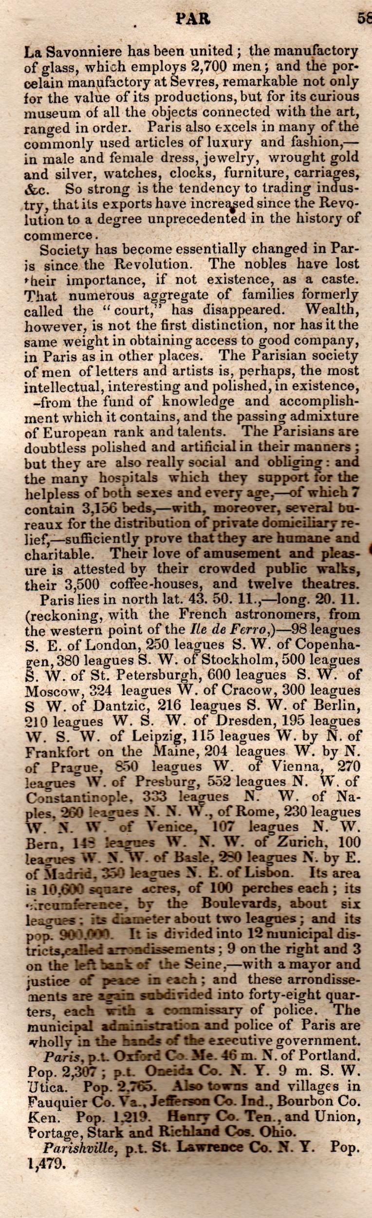 Brookes’ Universal Gazetteer (1850), Page 581 Left Column