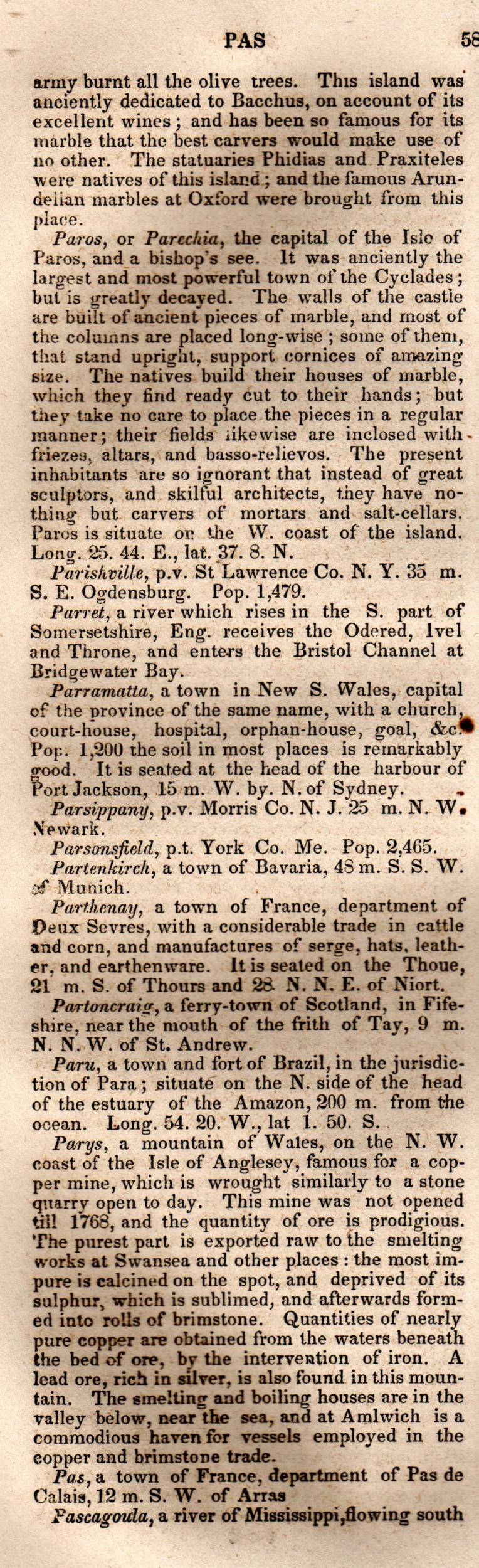 Brookes’ Universal Gazetteer (1850), Page 582 Left Column