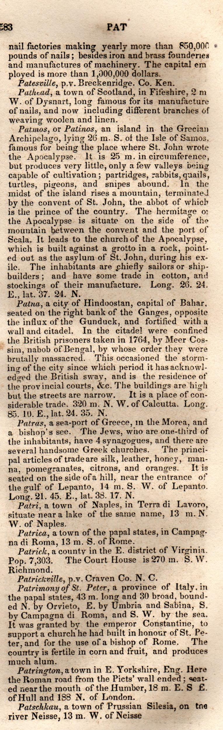 Brookes’ Universal Gazetteer (1850), Page 583 Right Column