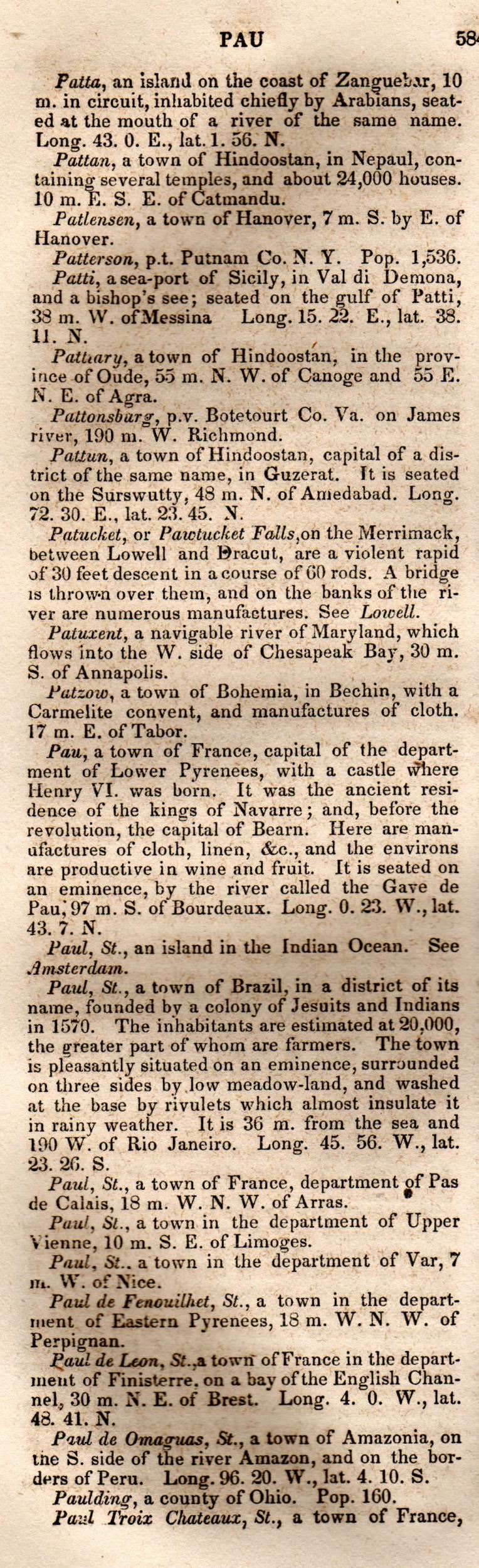 Brookes’ Universal Gazetteer (1850), Page 584 Left Column