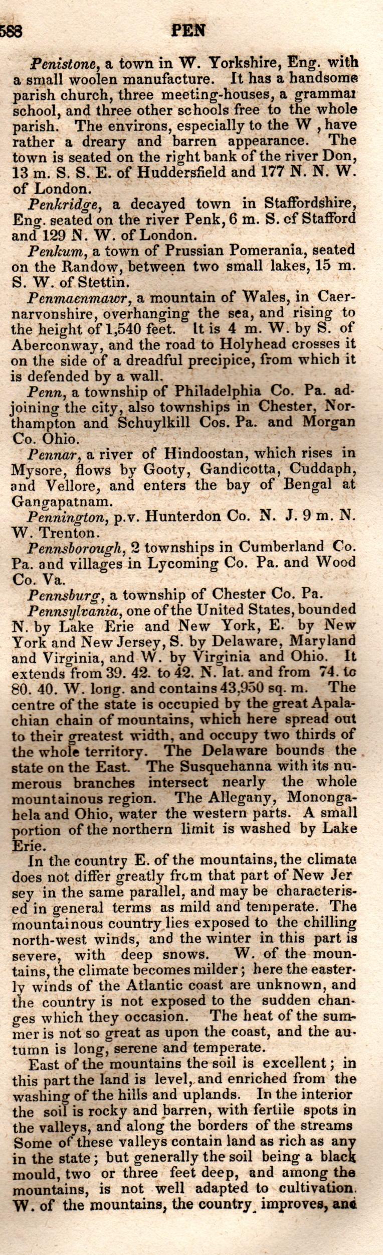 Brookes’ Universal Gazetteer (1850), Page 588 Right Column