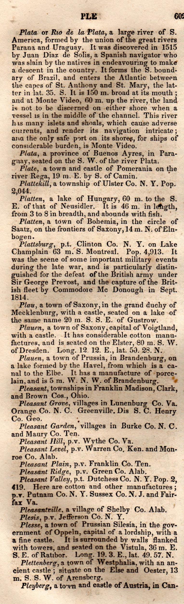 Brookes’ Universal Gazetteer (1850), Page 602 Left Column