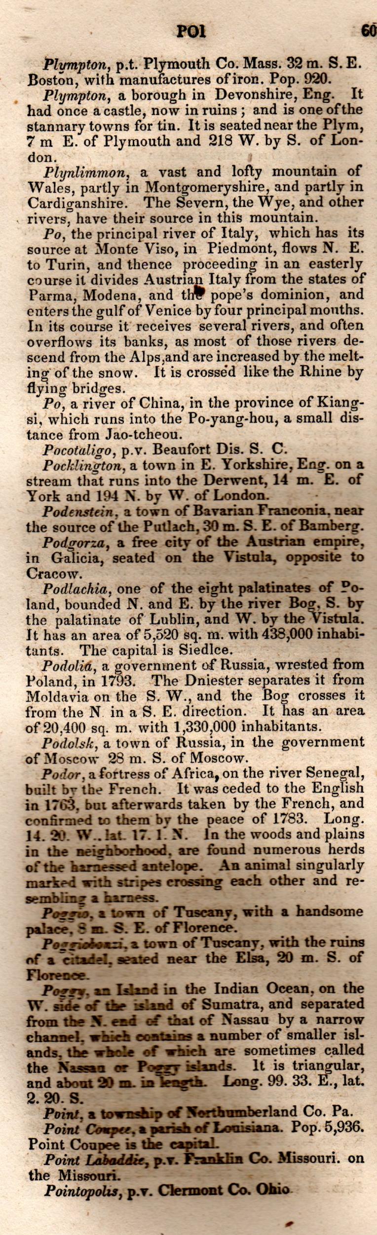 Brookes’ Universal Gazetteer (1850), Page 603 Left Column
