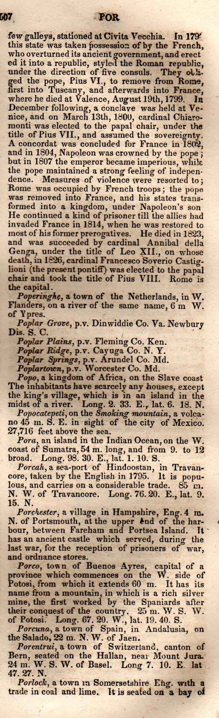 Brookes’ Universal Gazetteer (1850), Page 607 Right Column