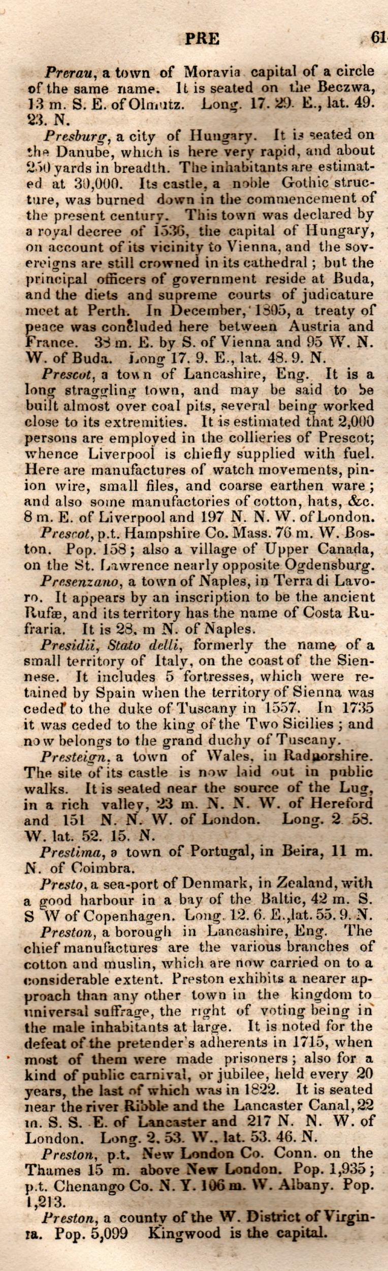 Brookes’ Universal Gazetteer (1850), Page 614 Left Column