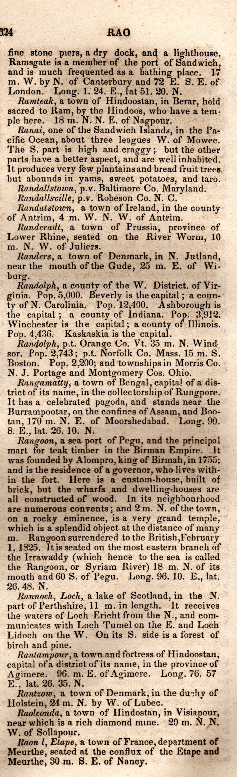 Brookes’ Universal Gazetteer (1850), Page 624 Right Column