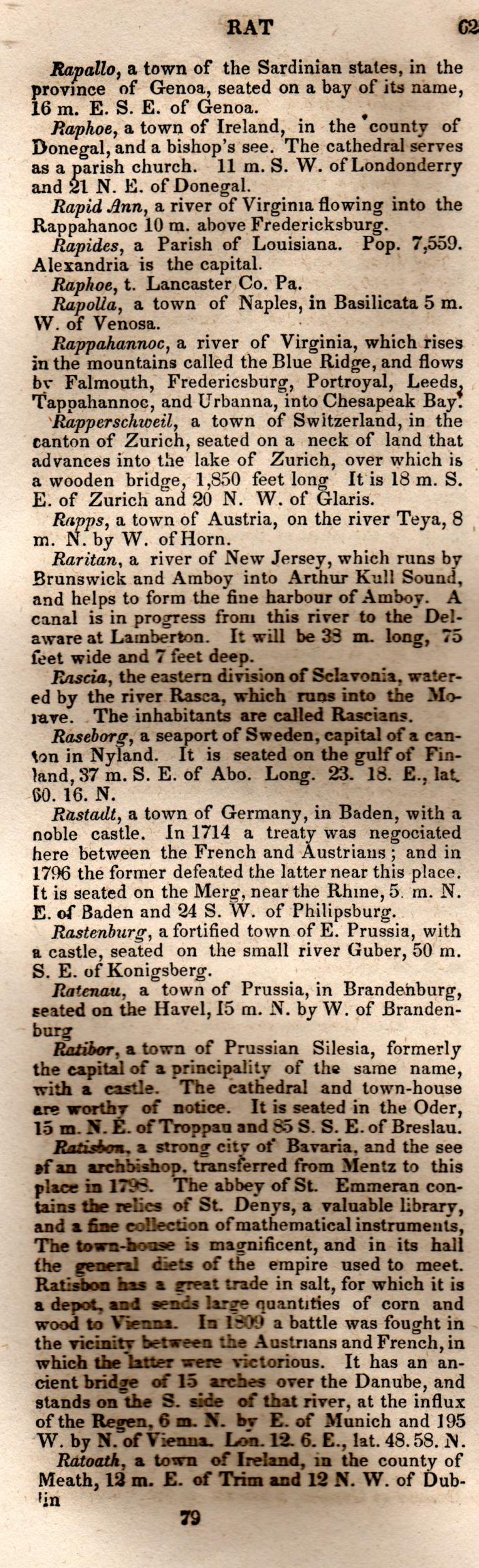 Brookes’ Universal Gazetteer (1850), Page 625 Left Column