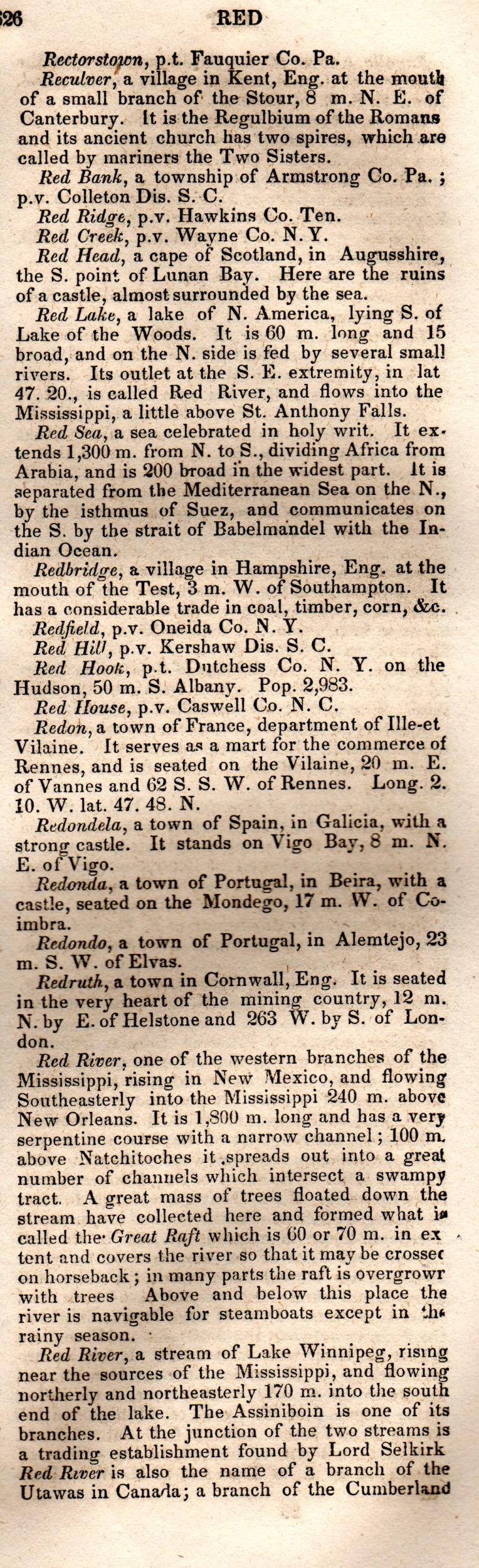 Brookes’ Universal Gazetteer (1850), Page 626 Right Column