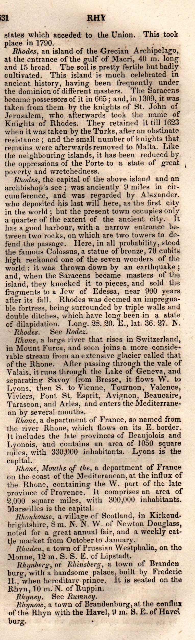 Brookes’ Universal Gazetteer (1850), Page 631 Right Column